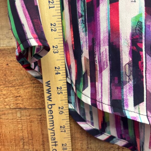 Cato Womens Multicolor Striped High-Low Blouse L - Picture 2 of 6